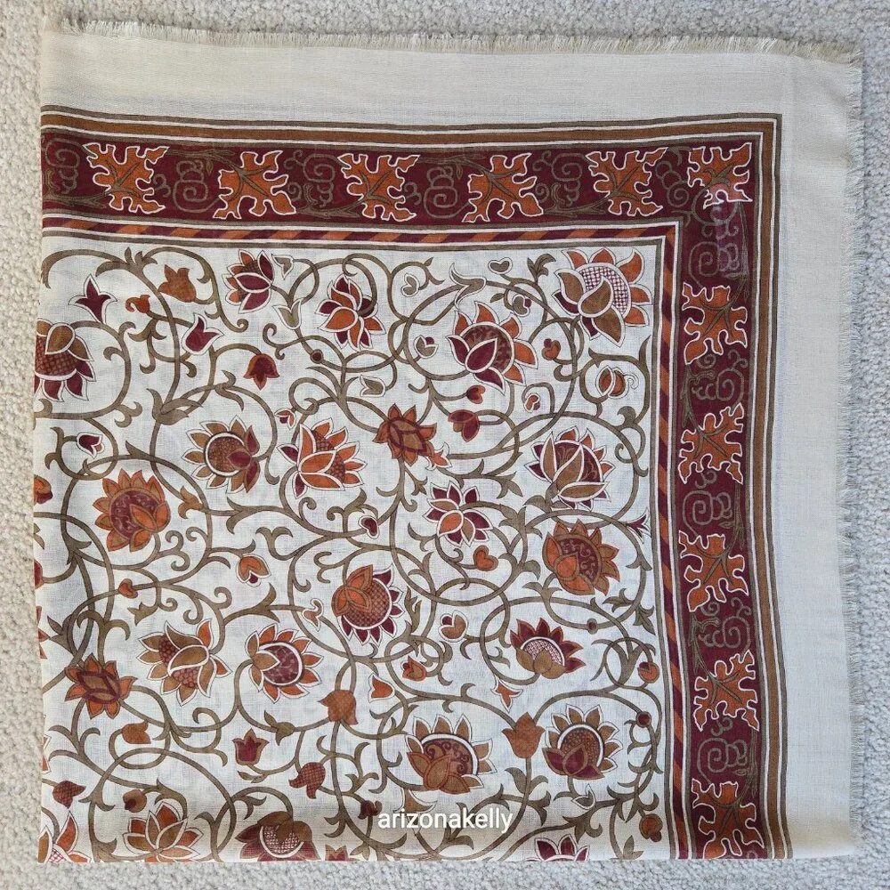 NWOT Metropolitan Museum of Art Wool & Silk Square Scarf Autumn Fall Colors NYC